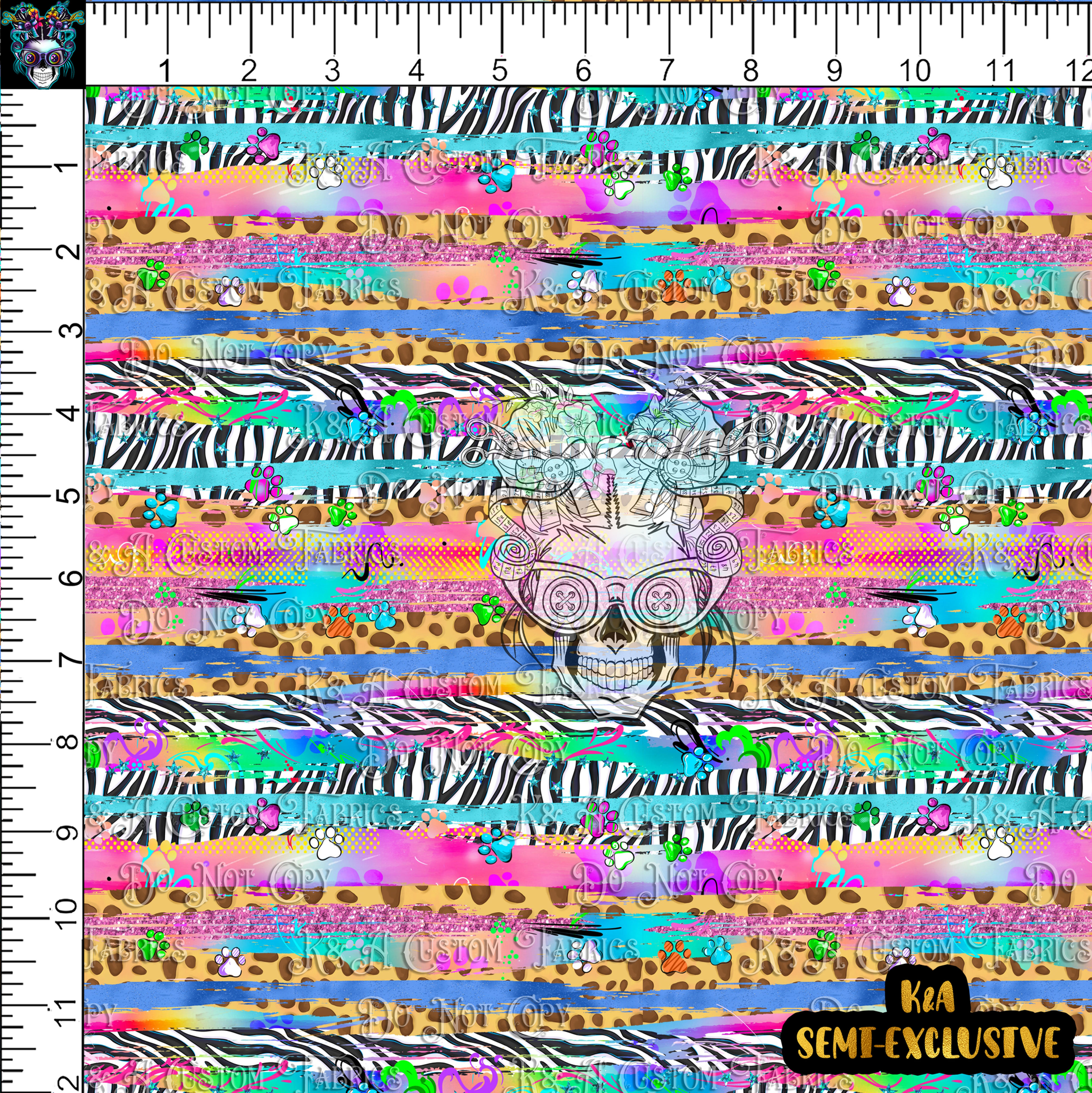 Magic Blue Dog Rainbow Stripes