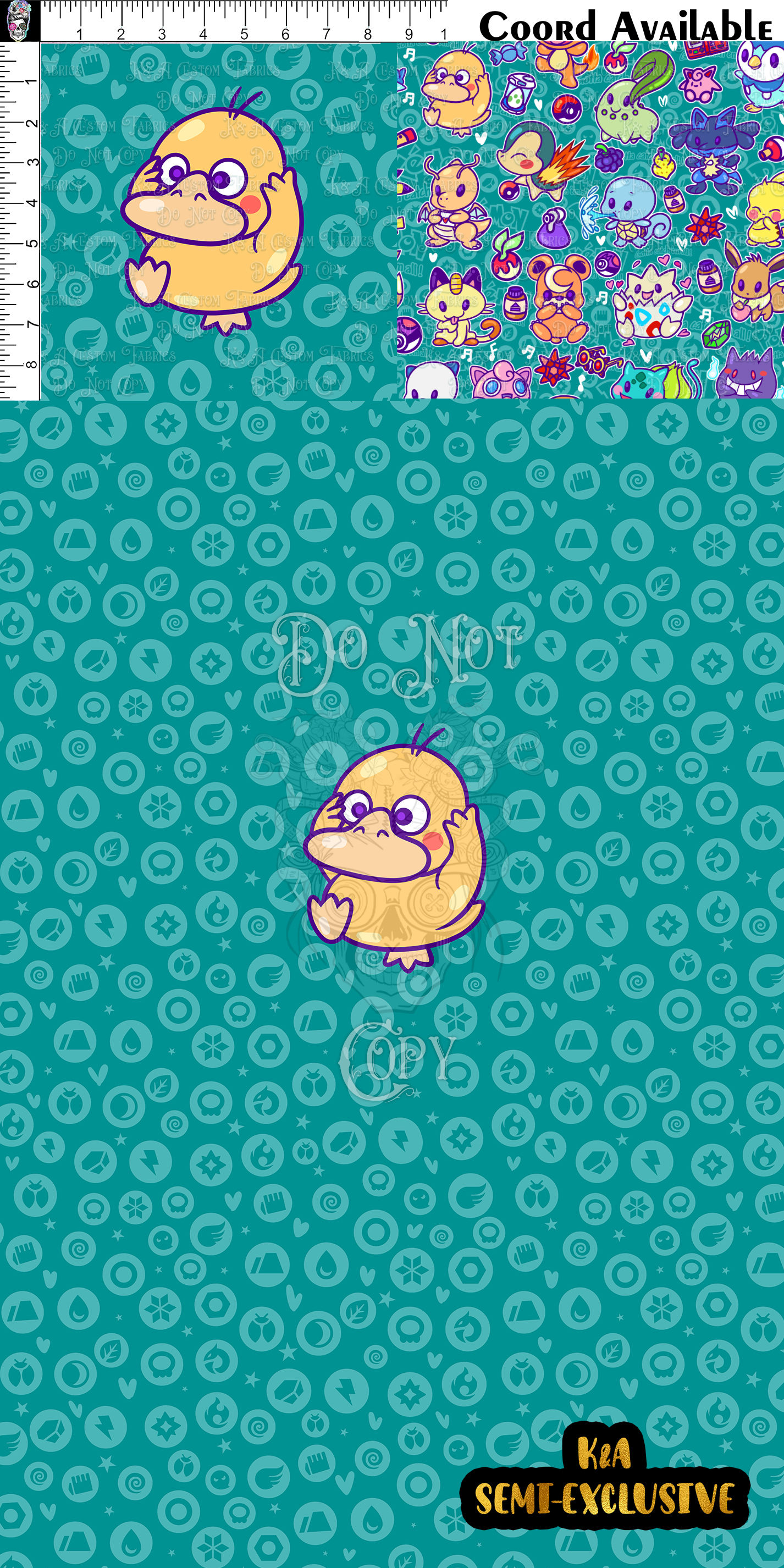 Doodle Pokés Teal Clothing Panel