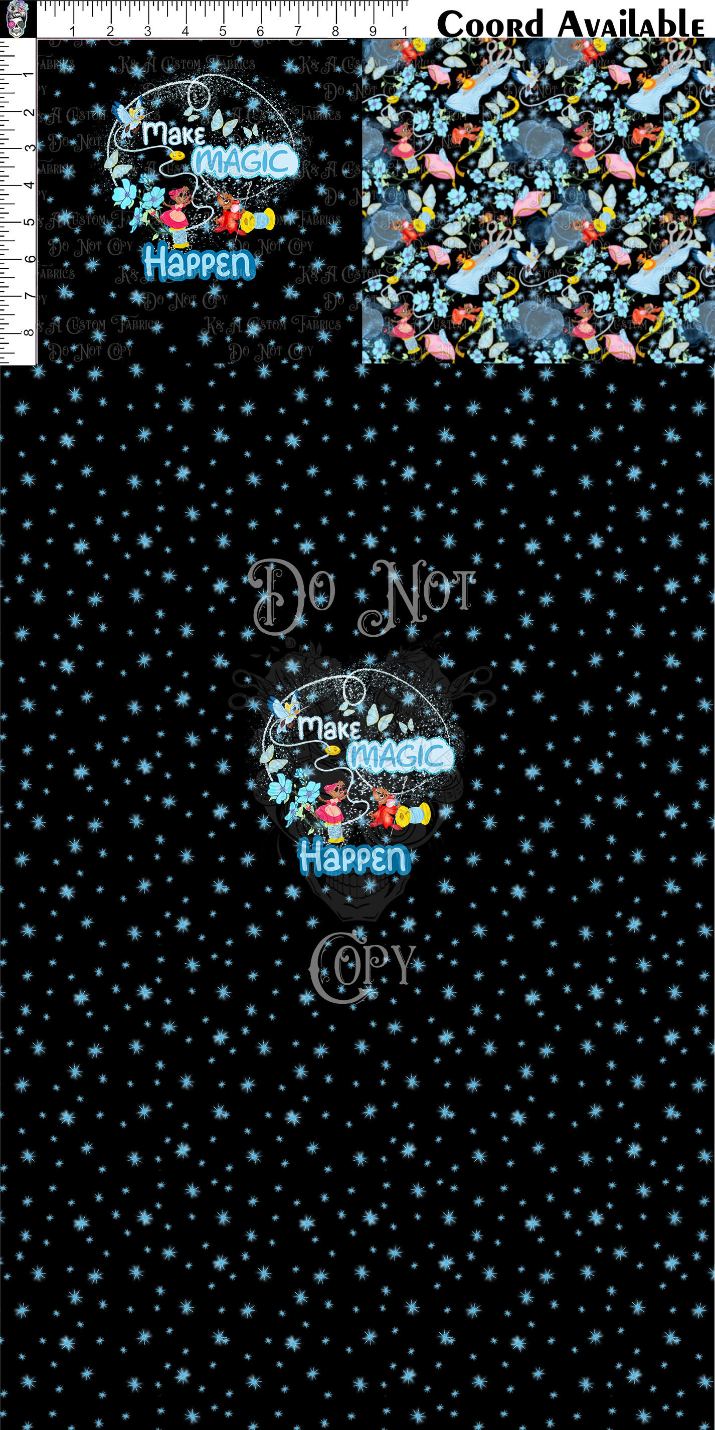 Glass Slipper Mice Black Clothing Panel