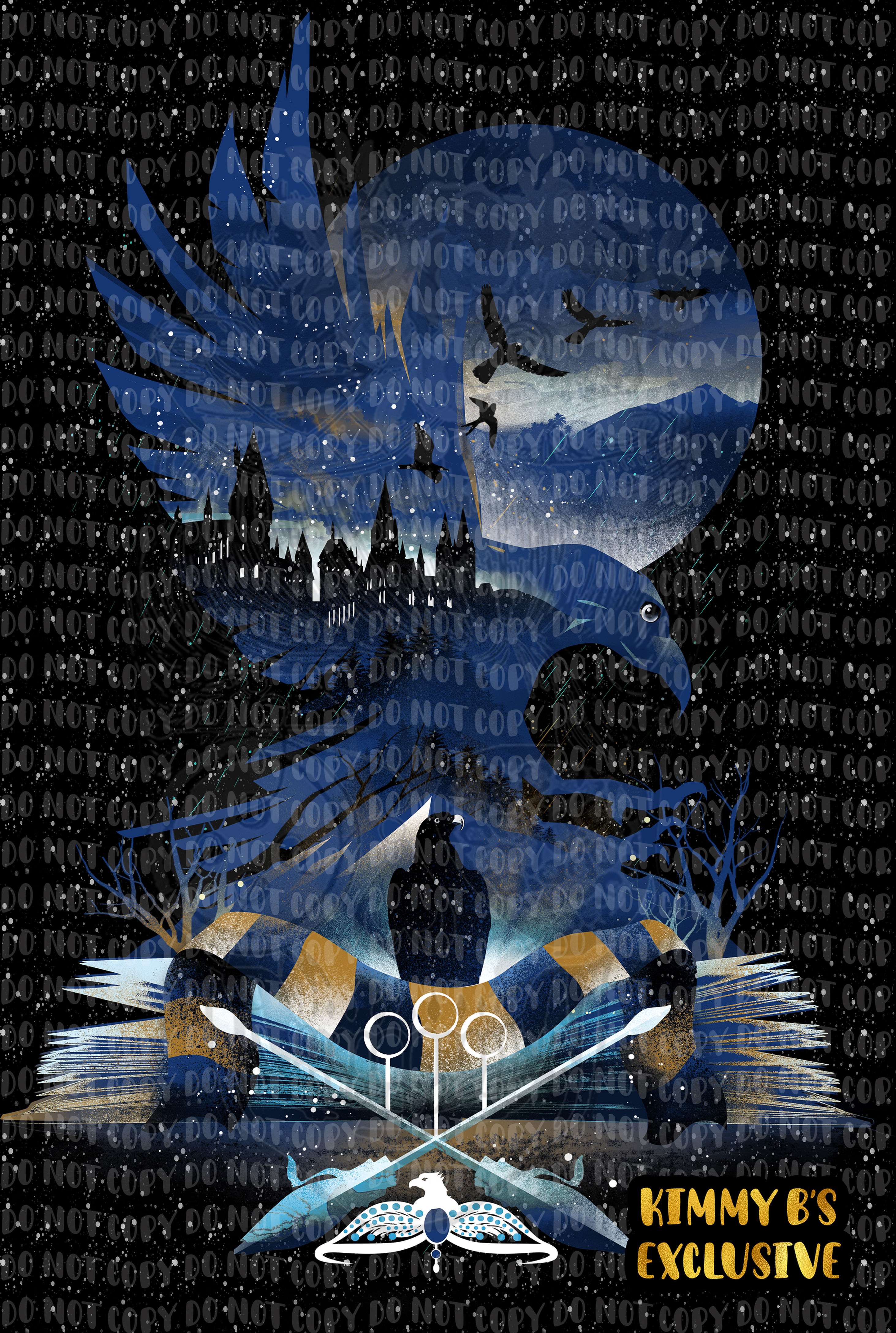 HP Houses In The Night Sky - Bird Blanket Topper