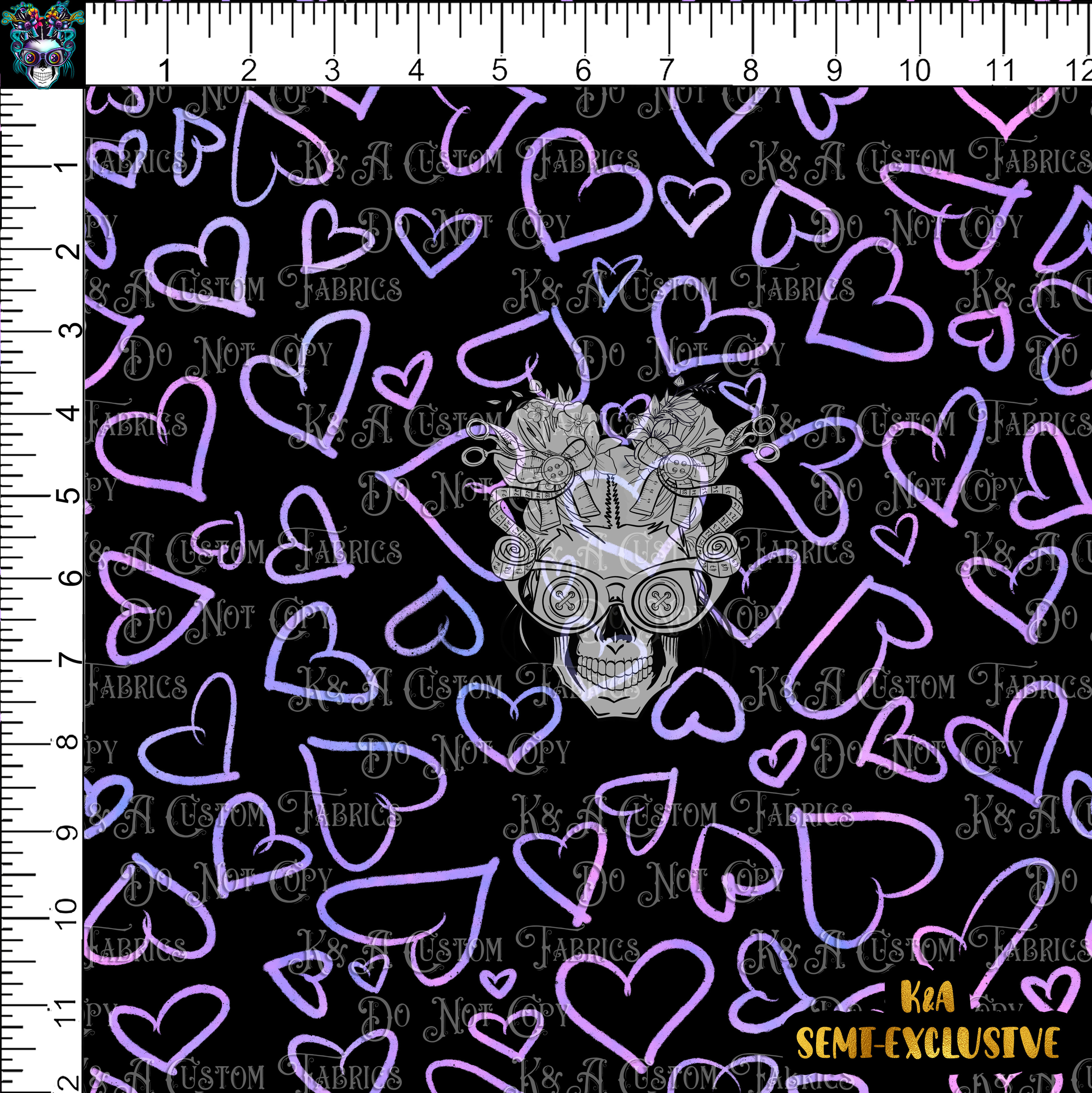 Magical Vday Purple Doodle Hearts Black