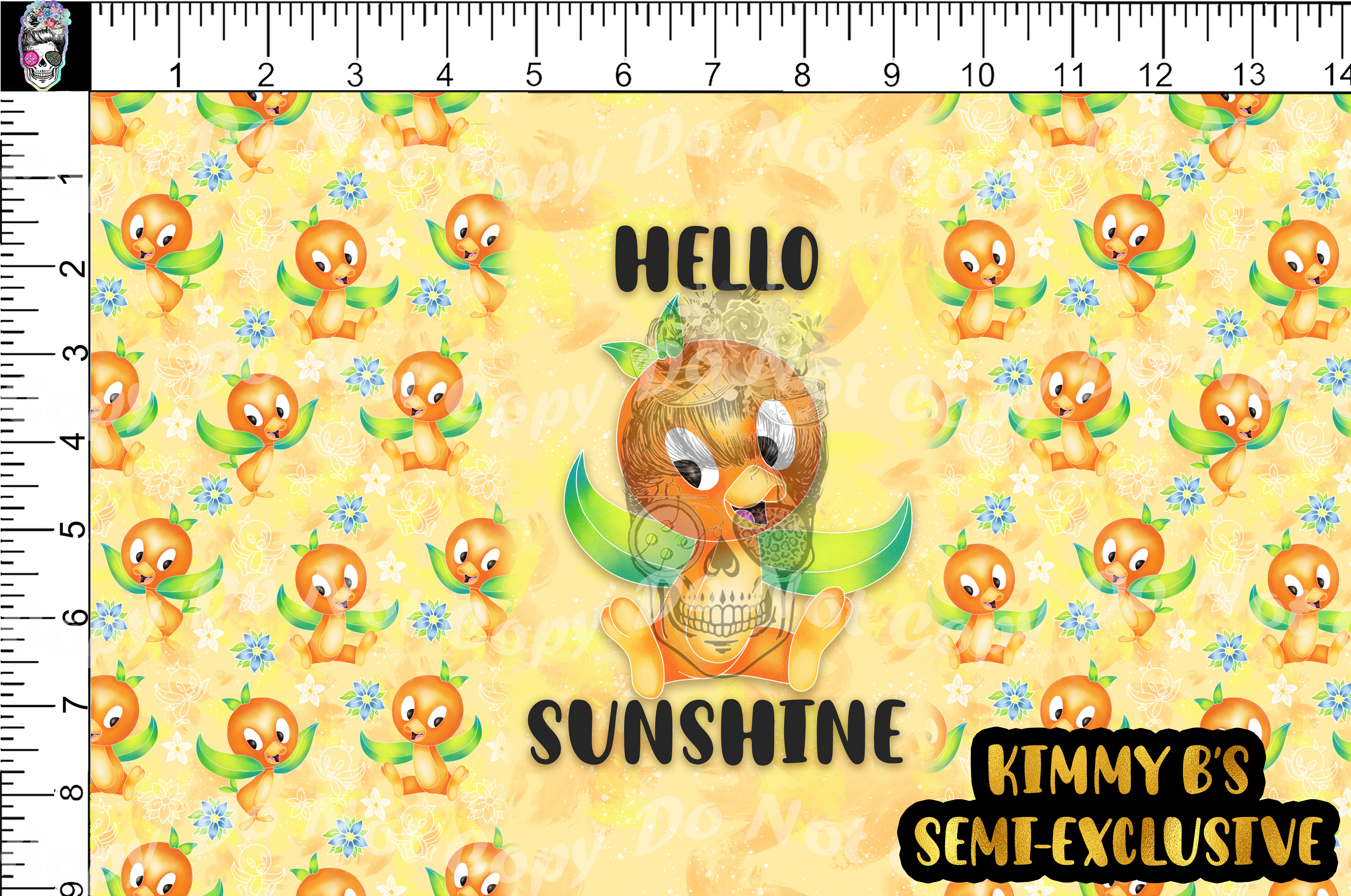 Orange Bird Floral Tumbler Panel