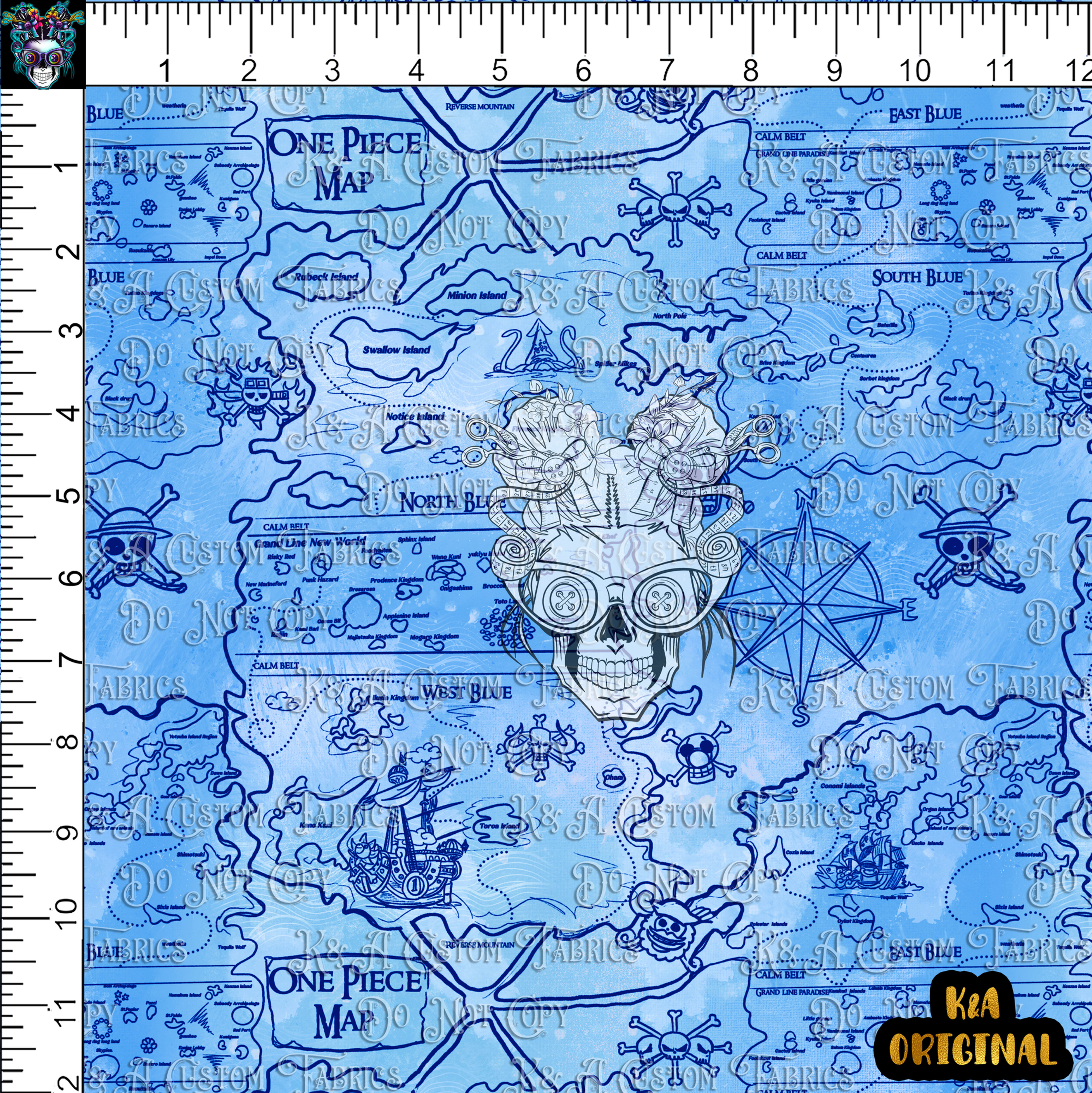 Anime Pirate Map Bright Blue