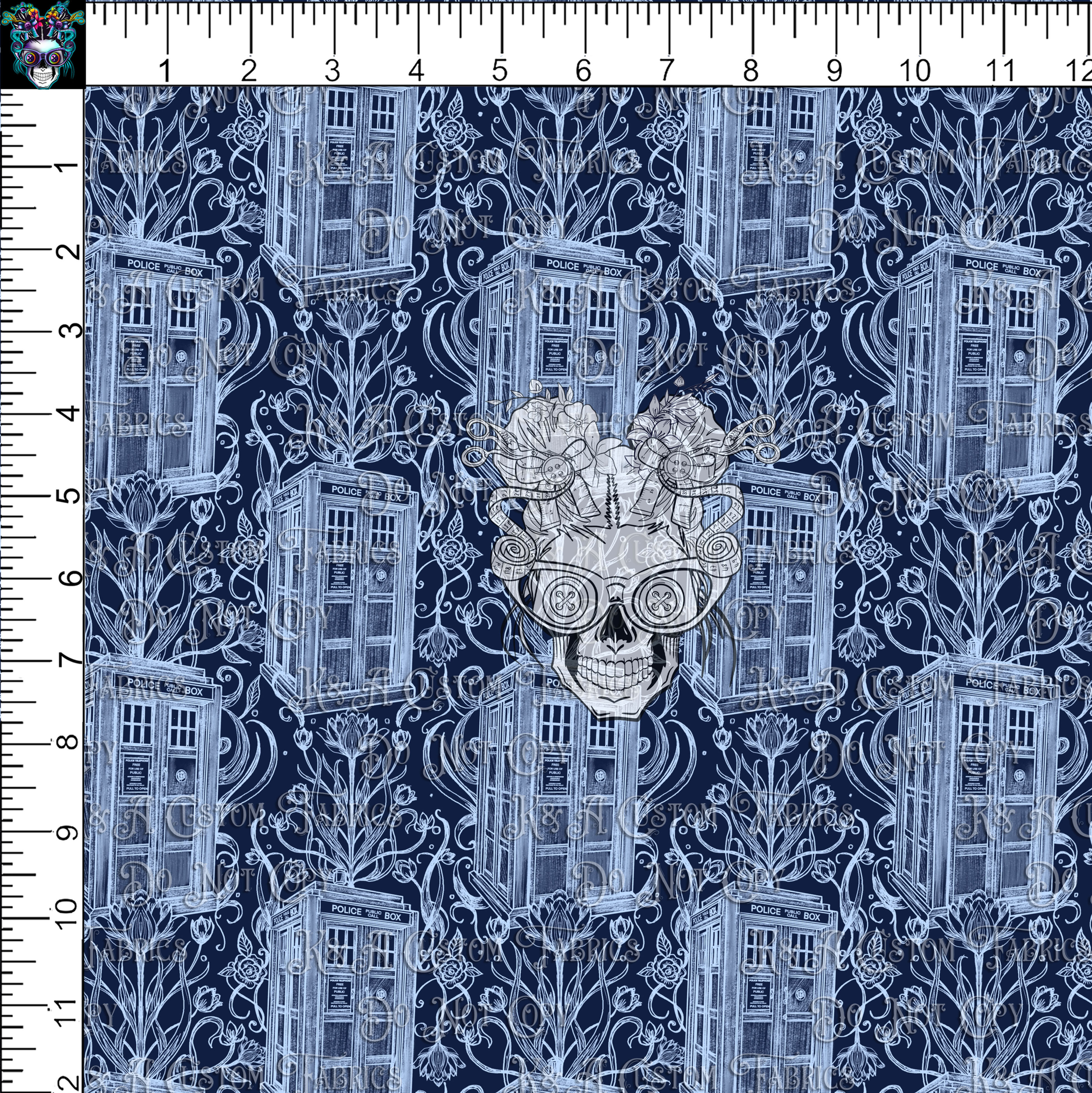 Police Box Pattern Inspired Police Box-Lace | K&A Custom Fabrics