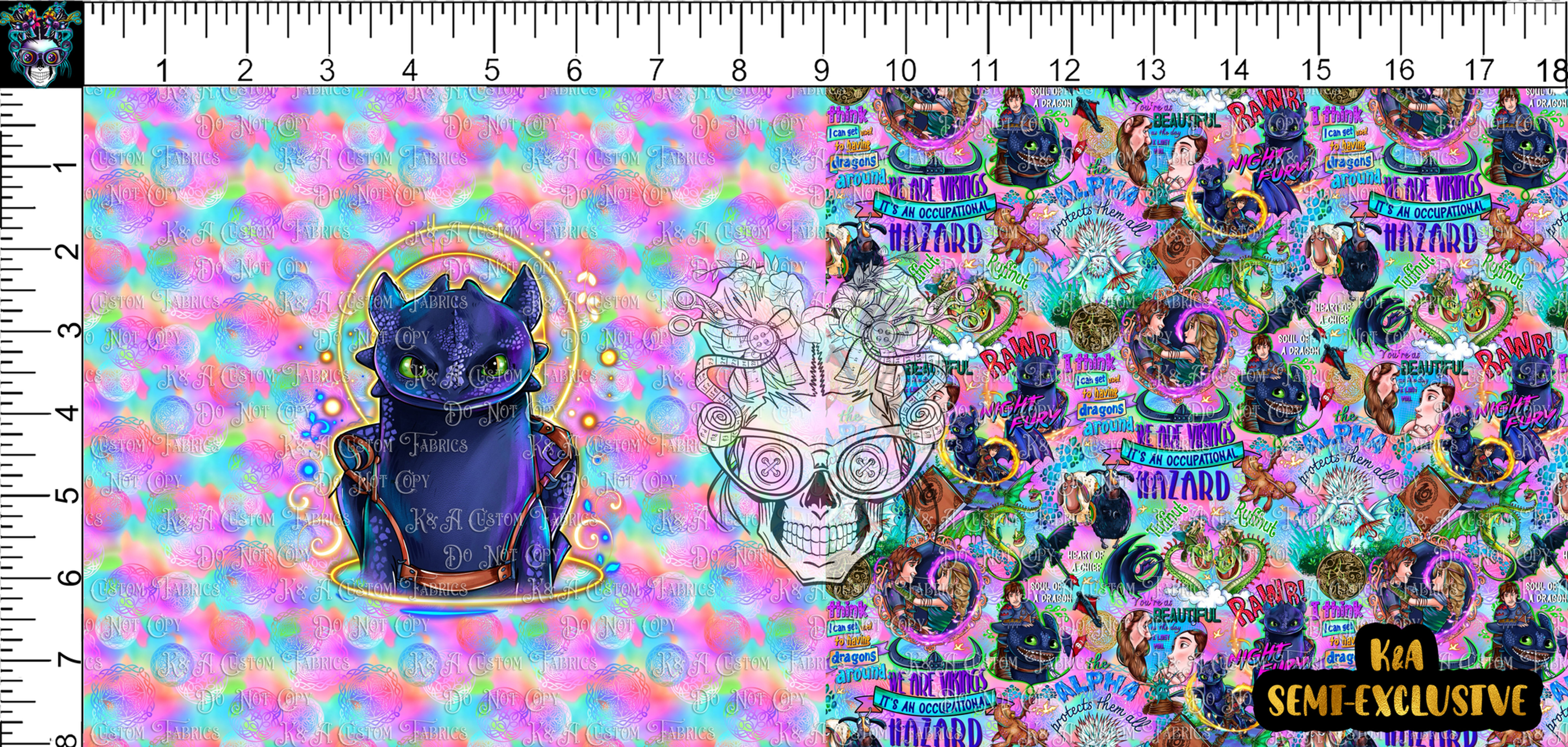 M.Motif Viking Dragons-Words Pink DP