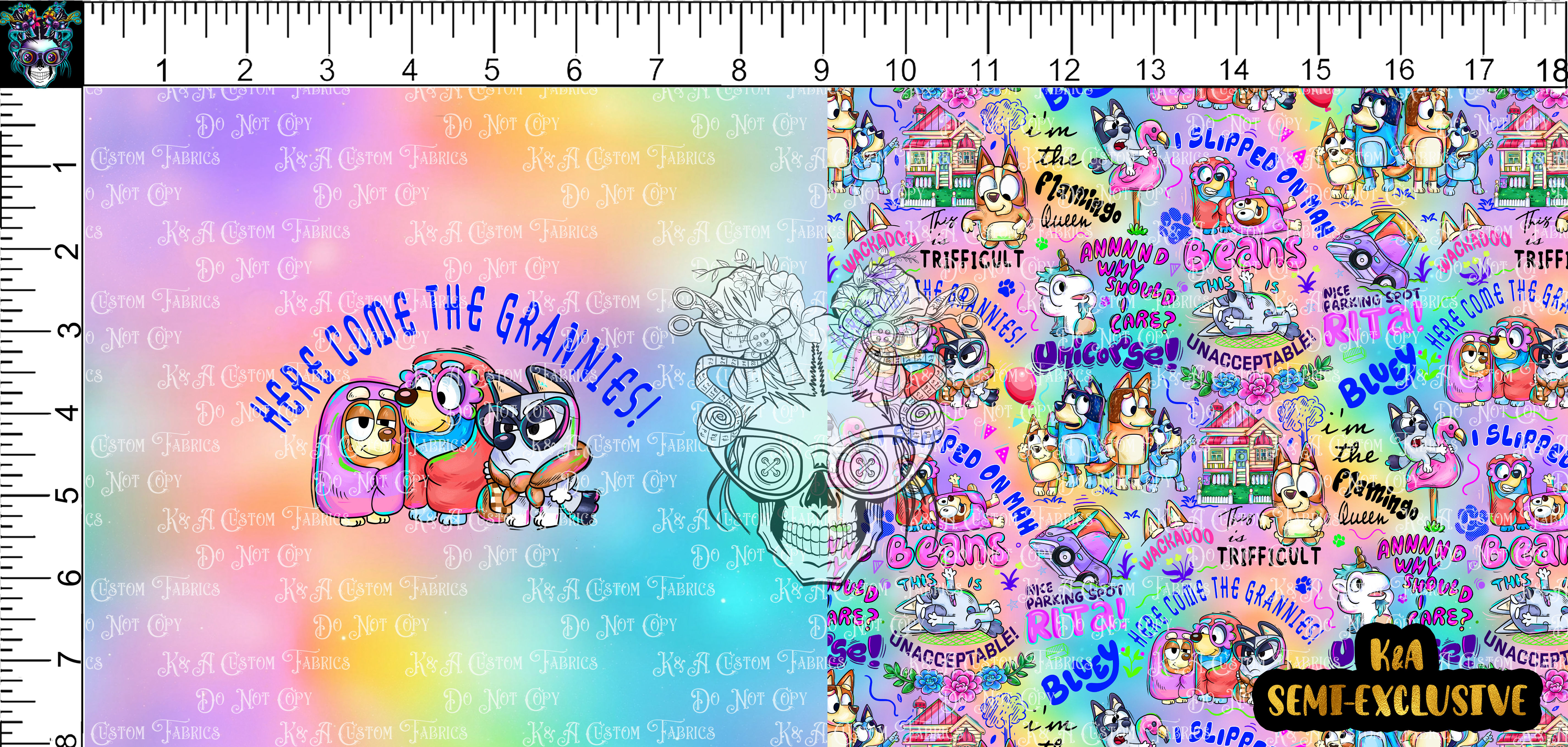 Magical Blue Dog Words Rainbow-Grannies DP