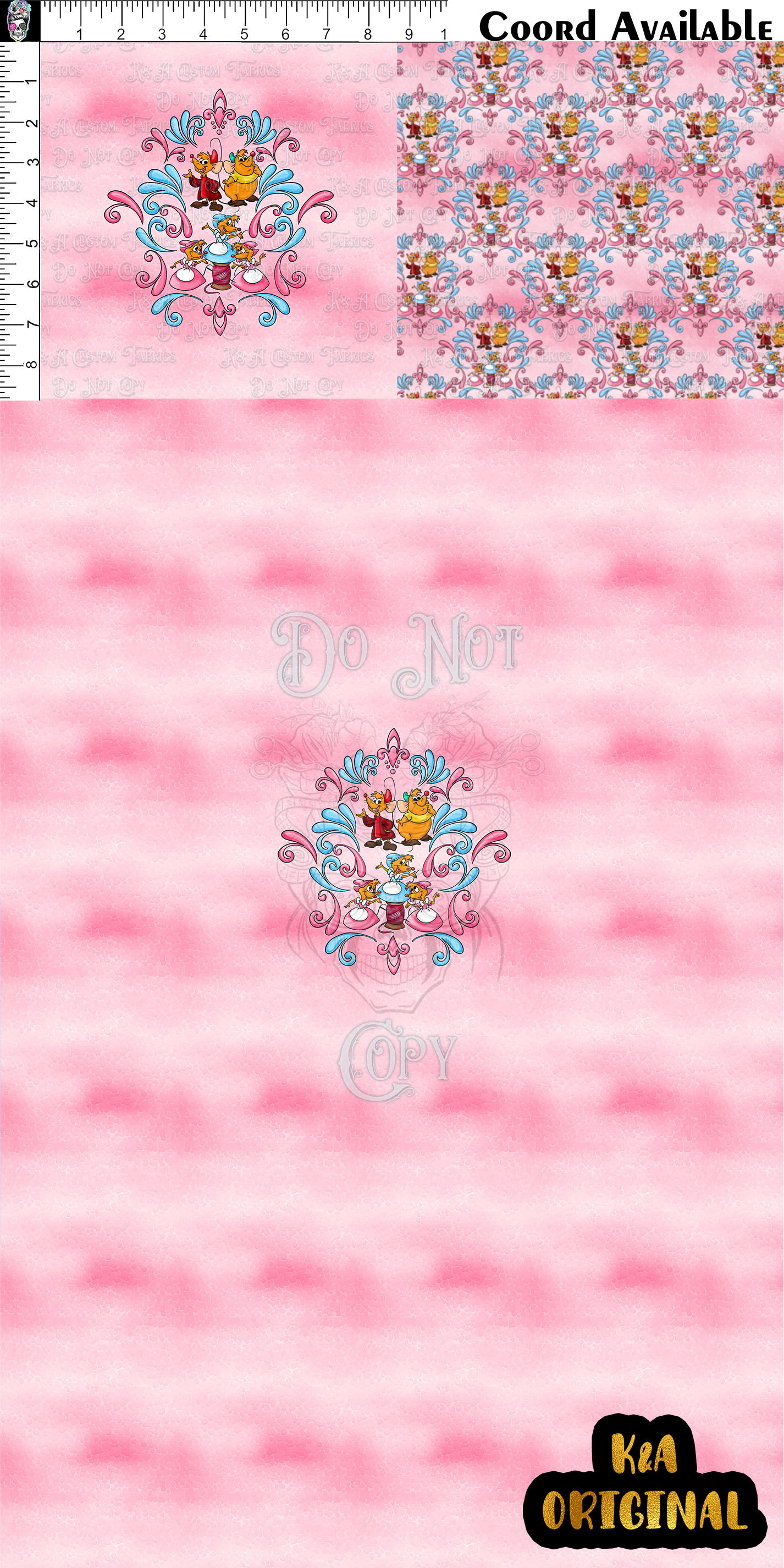 Sewing Mice Damask Color Pink Clothing Panel