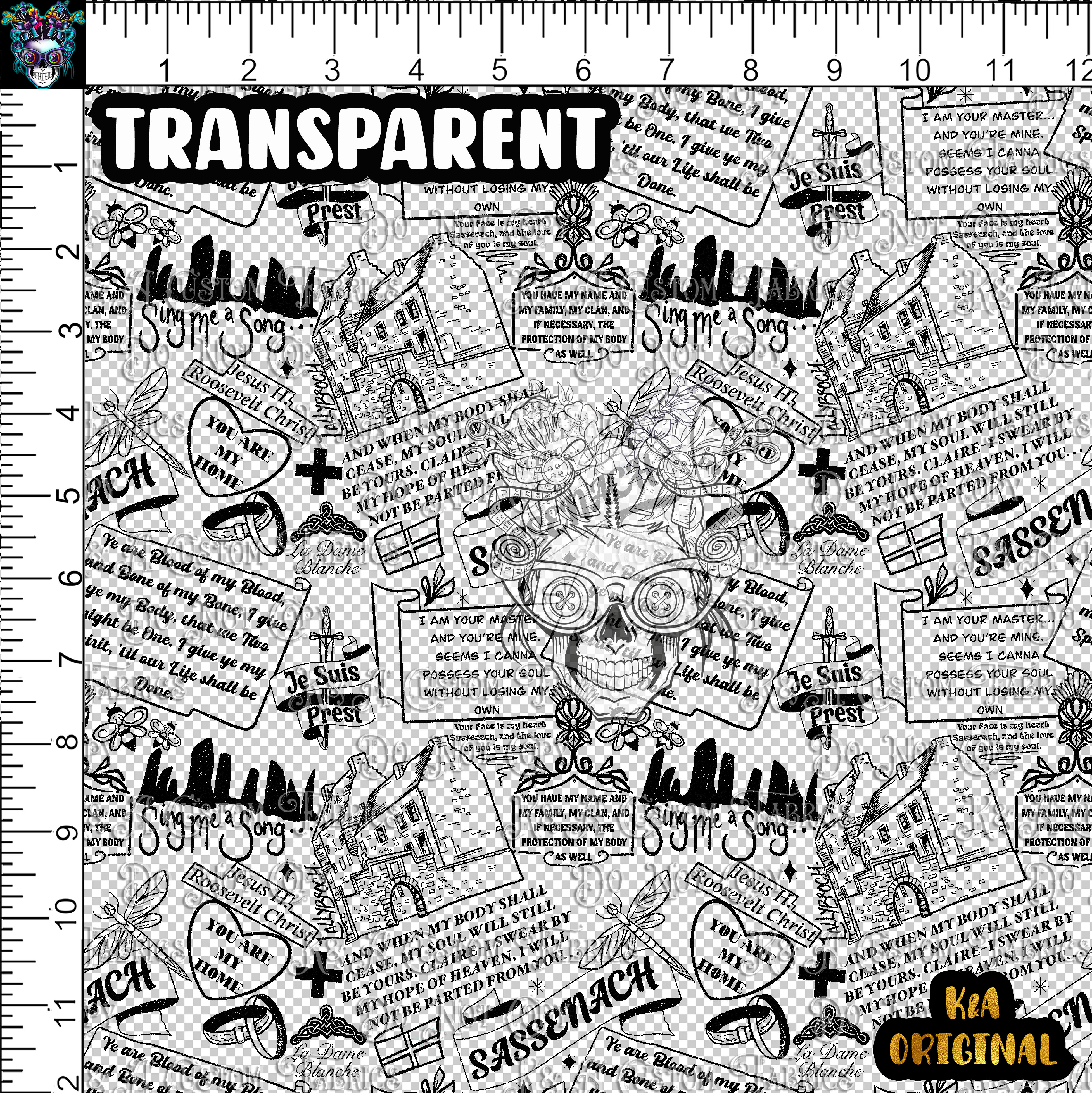 Inspired Sassenach Quotes-Outlines Black Clear/Holographic Vinyl