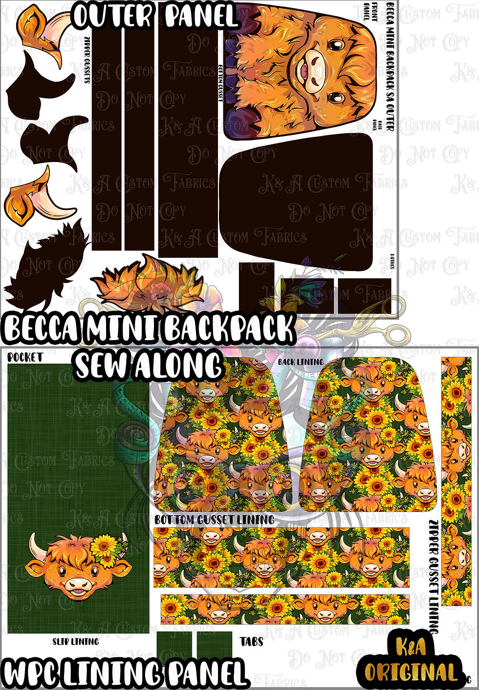 Thumbnail: Hyland Cow Becca Sew Along (Becca Mini Backpack)