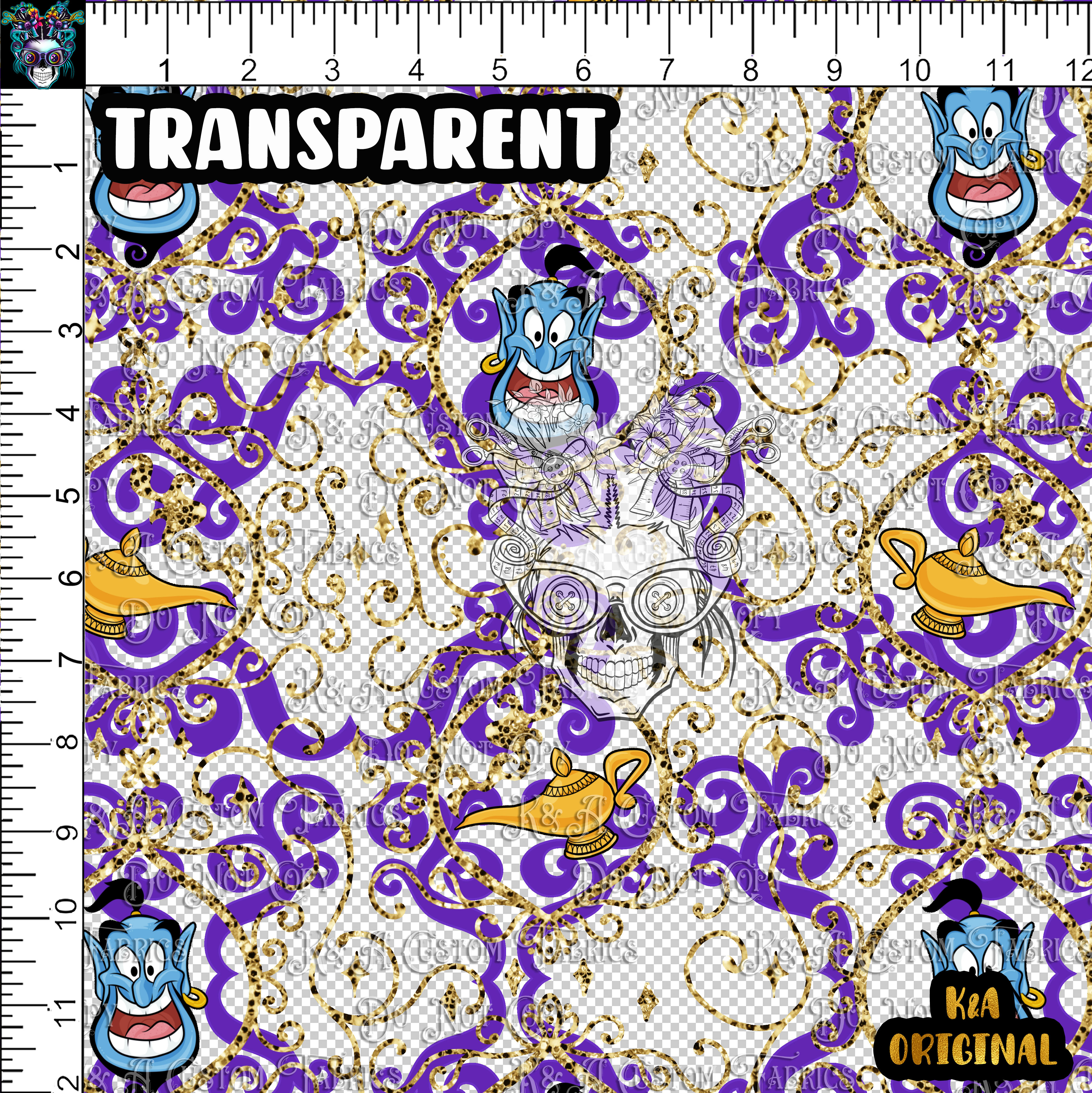 Friend in a Lamp Damask Purple Swirl Transparent Clear/Holograph