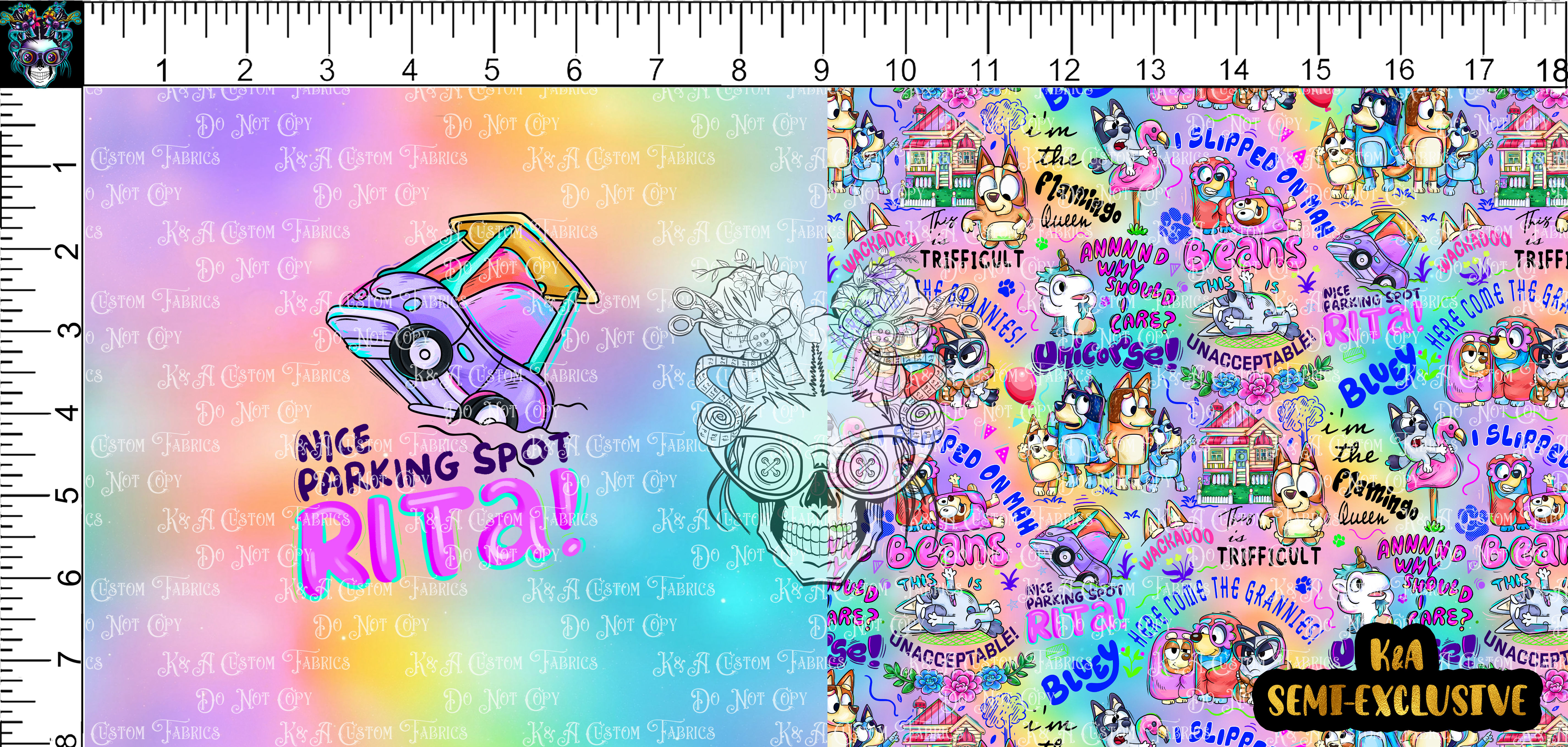 Magical Blue Dog Words Rainbow DP