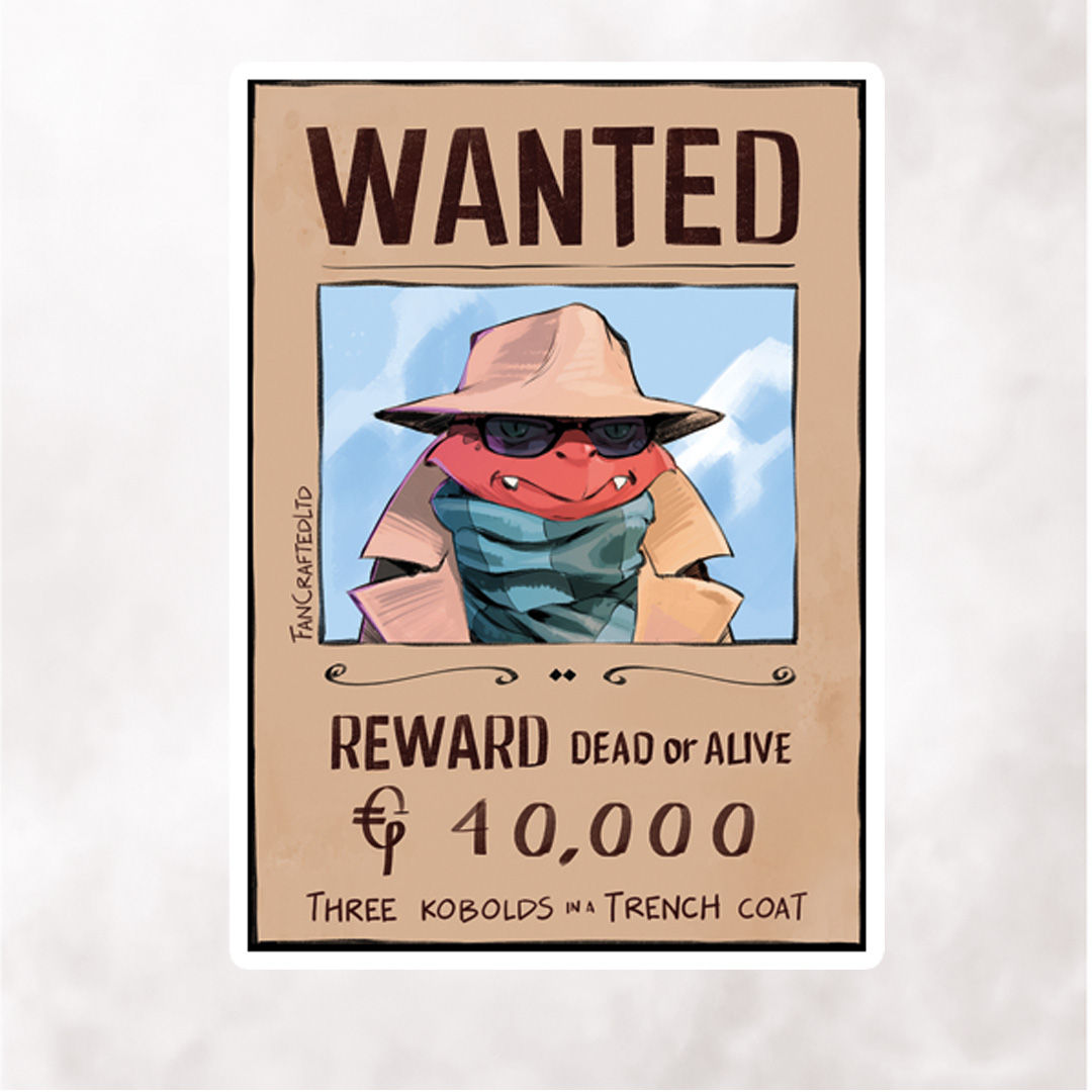 Three Kobolds Wanted Poster (1) Sticker