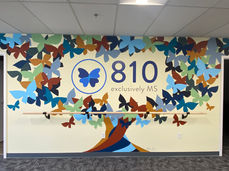 Colorful butterfly tree mural painted at a business in Horsham, Pennsylvania. Brand Identity 