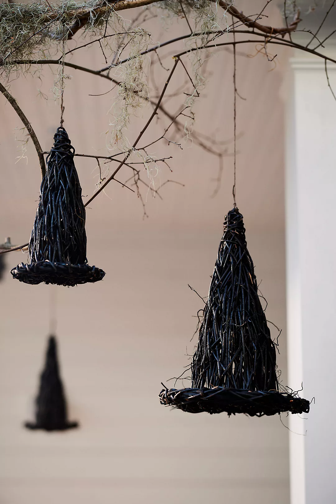 black vine hanging witch hat halloween decor