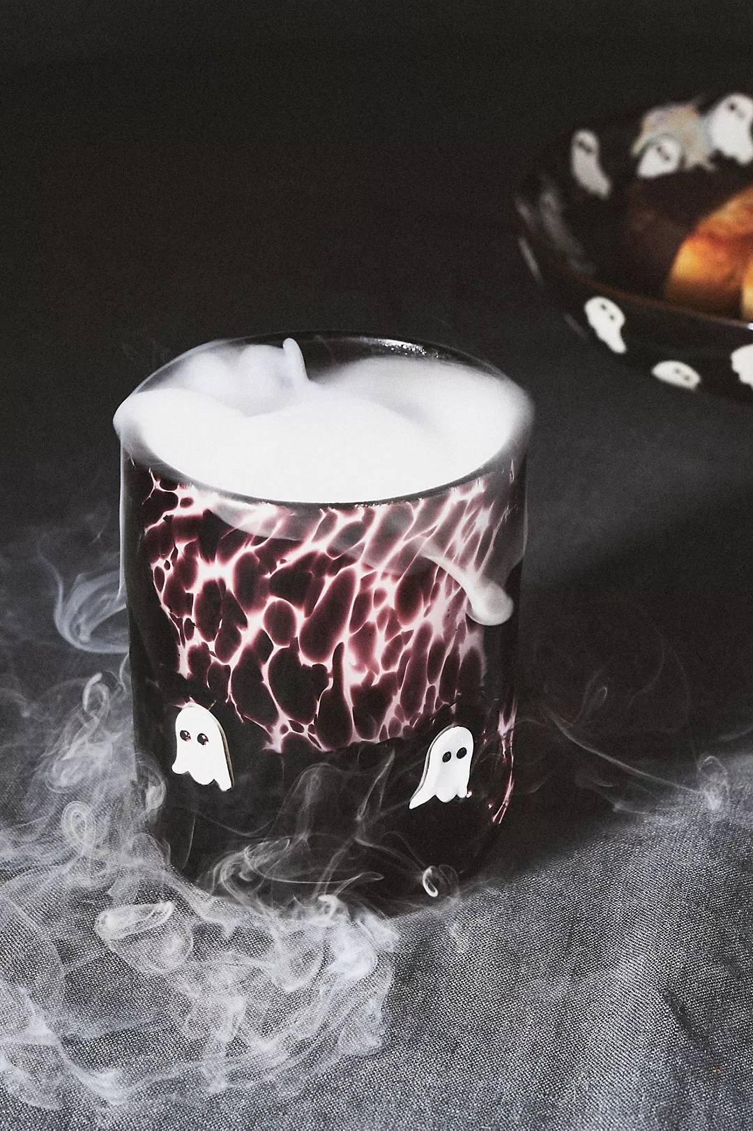 high ball glass with halloween ghosts
