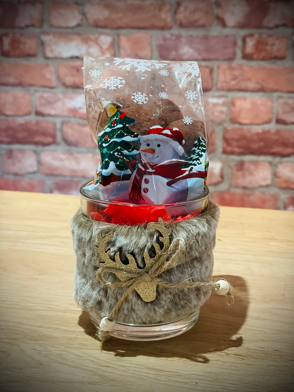 Photophore de Noël - Truffes au chocolat - beige