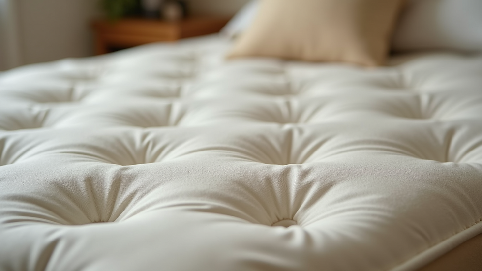 Close-up view of organic mattress materials