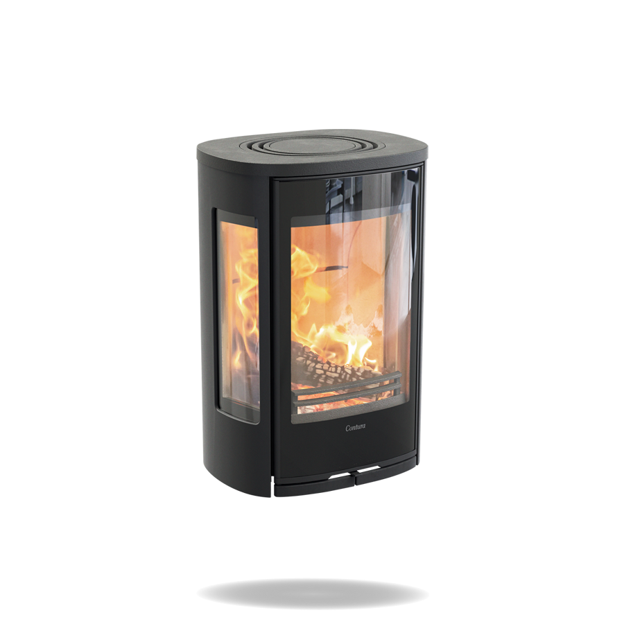 Thumbnail: Wall Hung Contura 856 Style Woodburning Stove with glass door in black