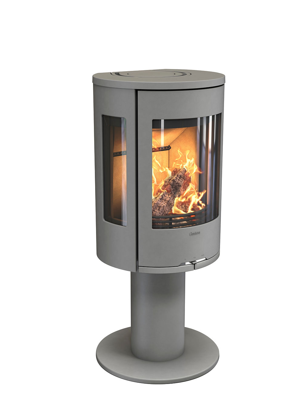 Thumbnail: Contura 586 Style Woodburner in Grey with side glass panels on a pedestal