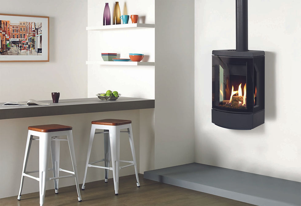 Thumbnail: Gazco Loft Wall Hanging Gas Fire in Kitchen