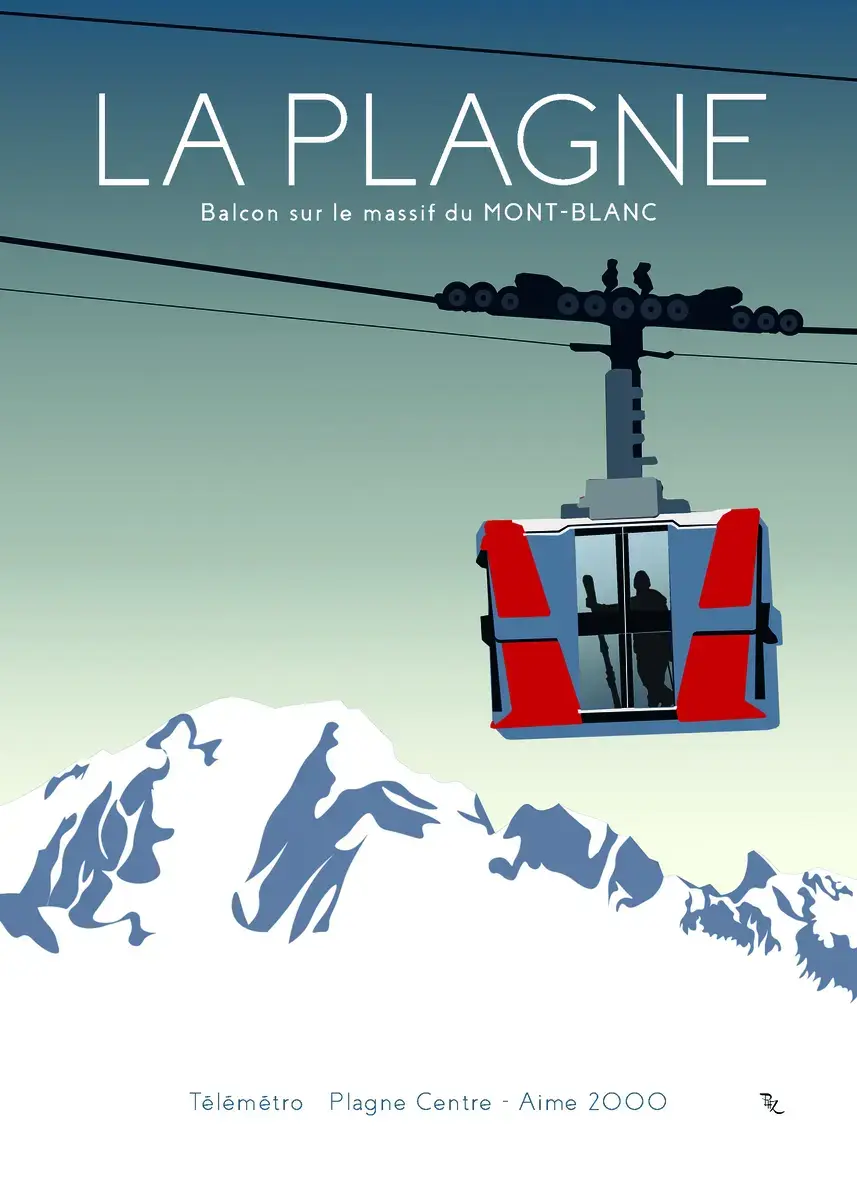 Affiche vintage cabines du Telemetro La Plagne 2025 - Posters de Savoie