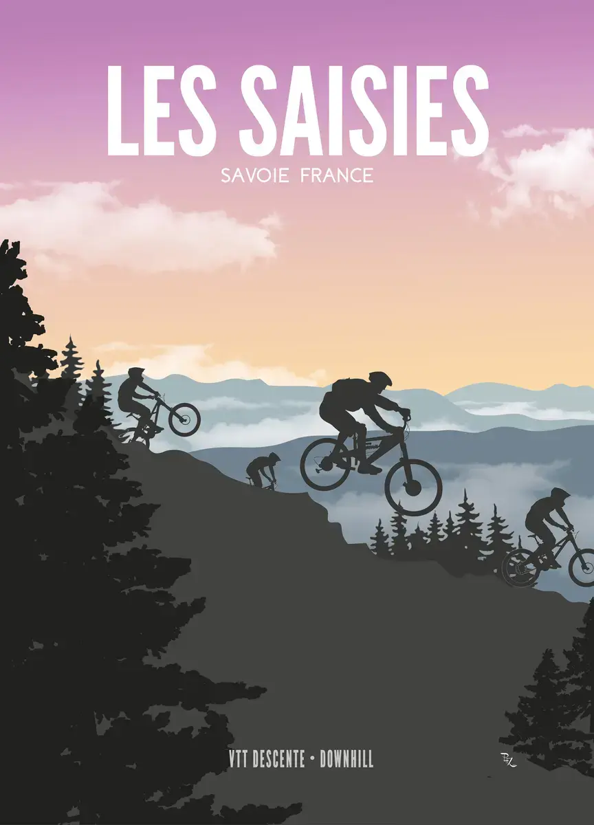 Affiche descente VTT downhill les Saisies - Posters de Savoie