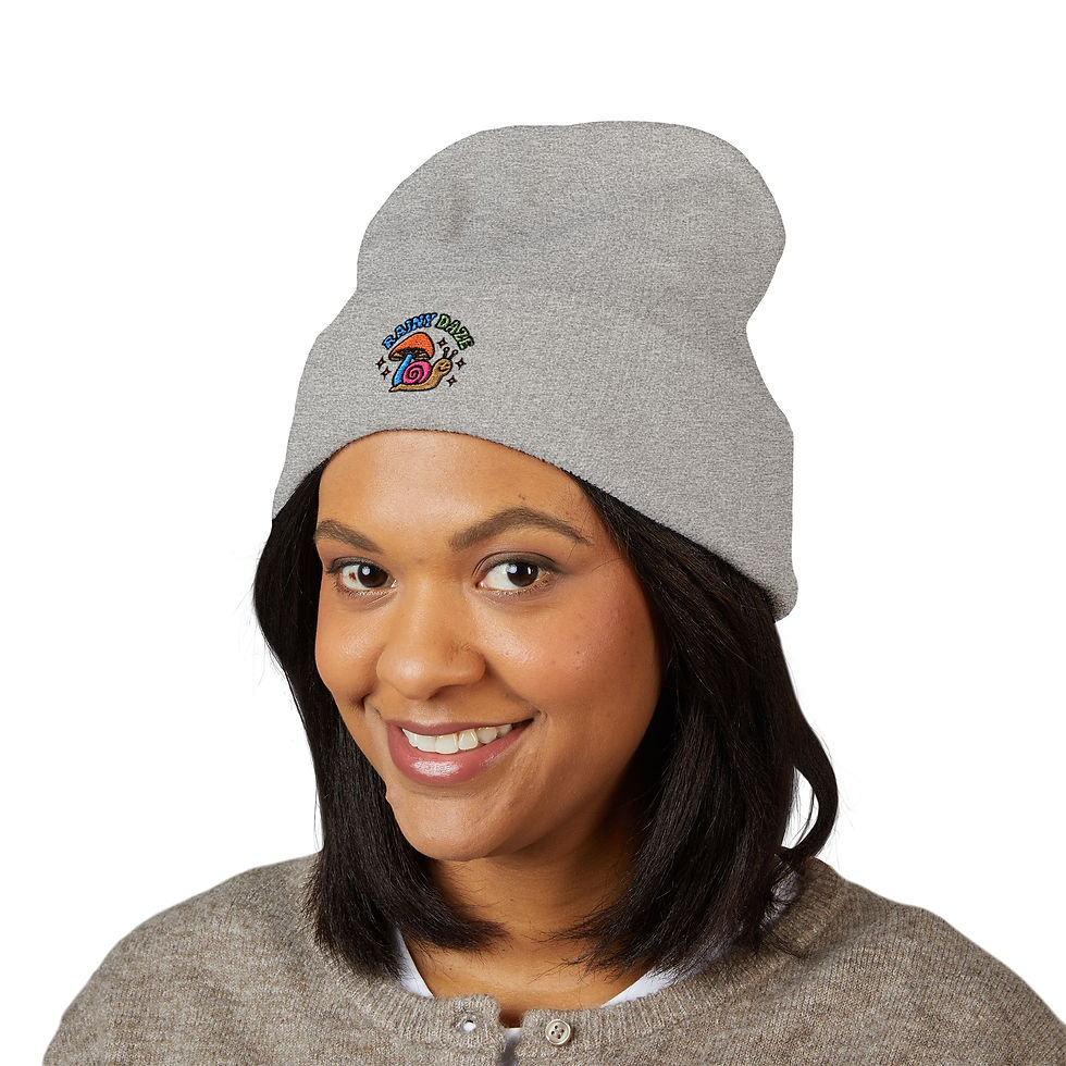 Thumbnail: Embroidered Rainy Daze Snail Cuffed Beanie