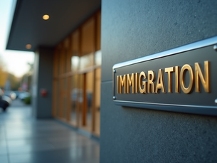 USCIS building entrance with immigration signage
