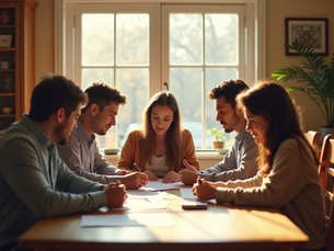 Family members reviewing estate documents to promote transparency and harmony