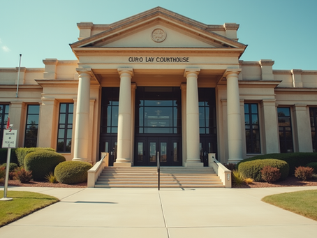 Texas courthouse entrance with family law signs