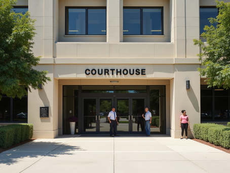 Harris County Criminal Justice Center entrance in Aldine, Texas