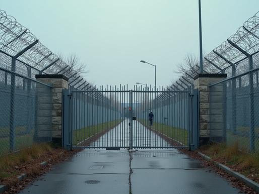 Detention center entrance showing security measures