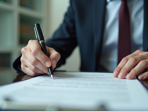 Bilingual attorney reviewing a business contract at The Daniels Legal Group, Houston