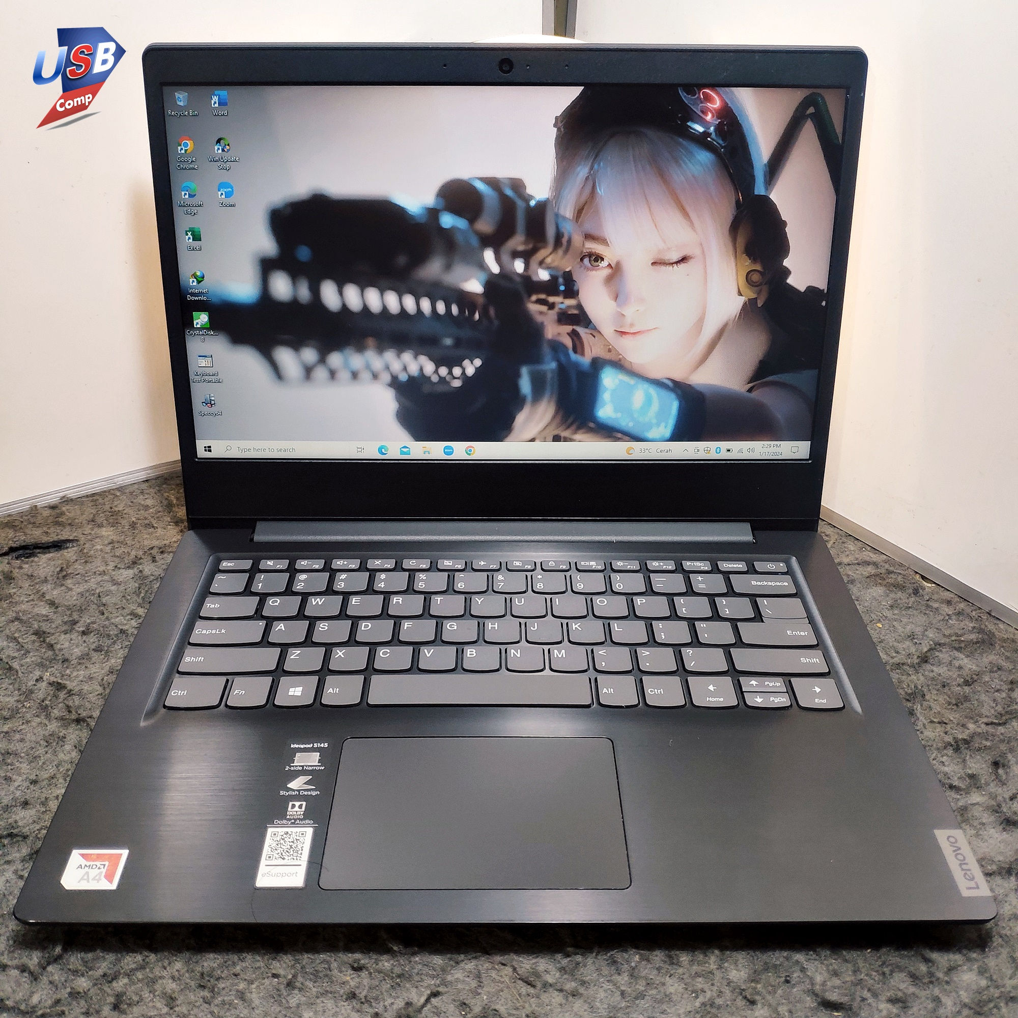 LENOVO S145 Slime AMD-A4 Ram 8Gb 256Gb Muluss  - Laptop Second Bekas