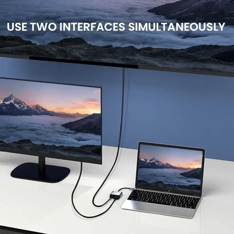 Thumbnail: USB C to HDMI and VGA Adapter ,2-in-1 4K@60Hz Portable Square Converter for MacB