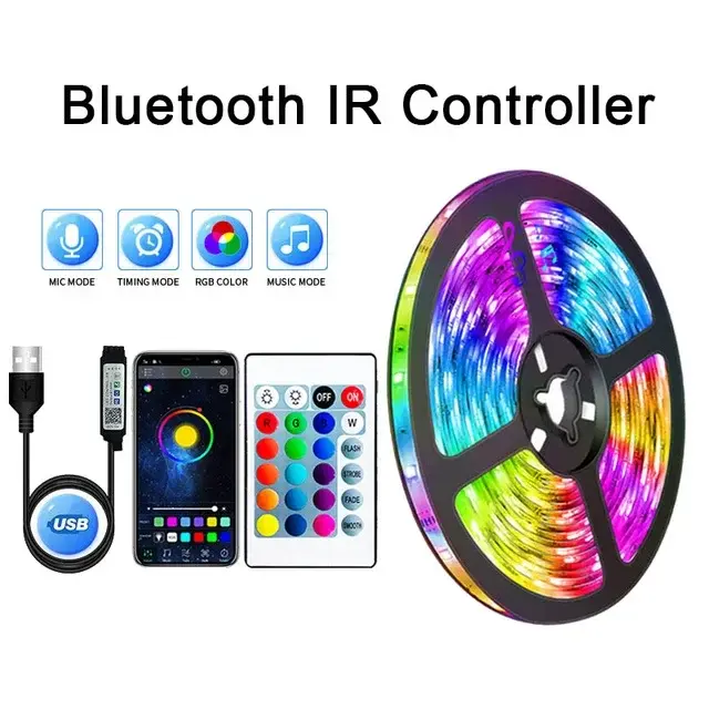 Thumbnail: USB LED Strip Lights APP Control Color Changing 5050 RGB Led Light Flexible Lamp