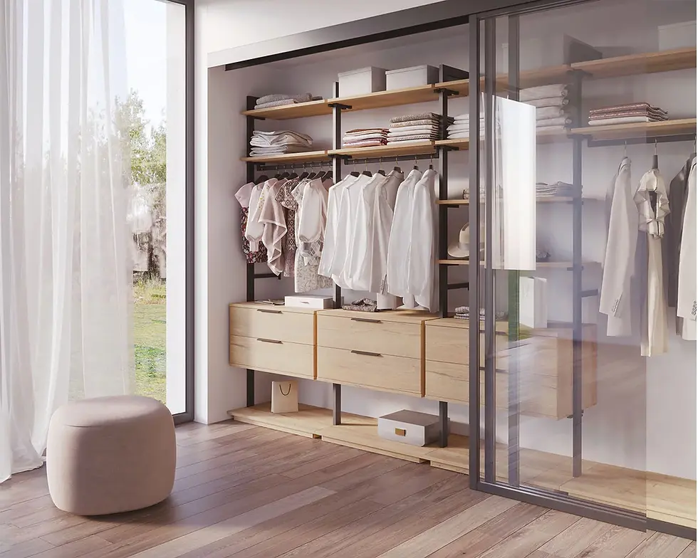 Dressing sur mesure moderne avec étagères et penderie