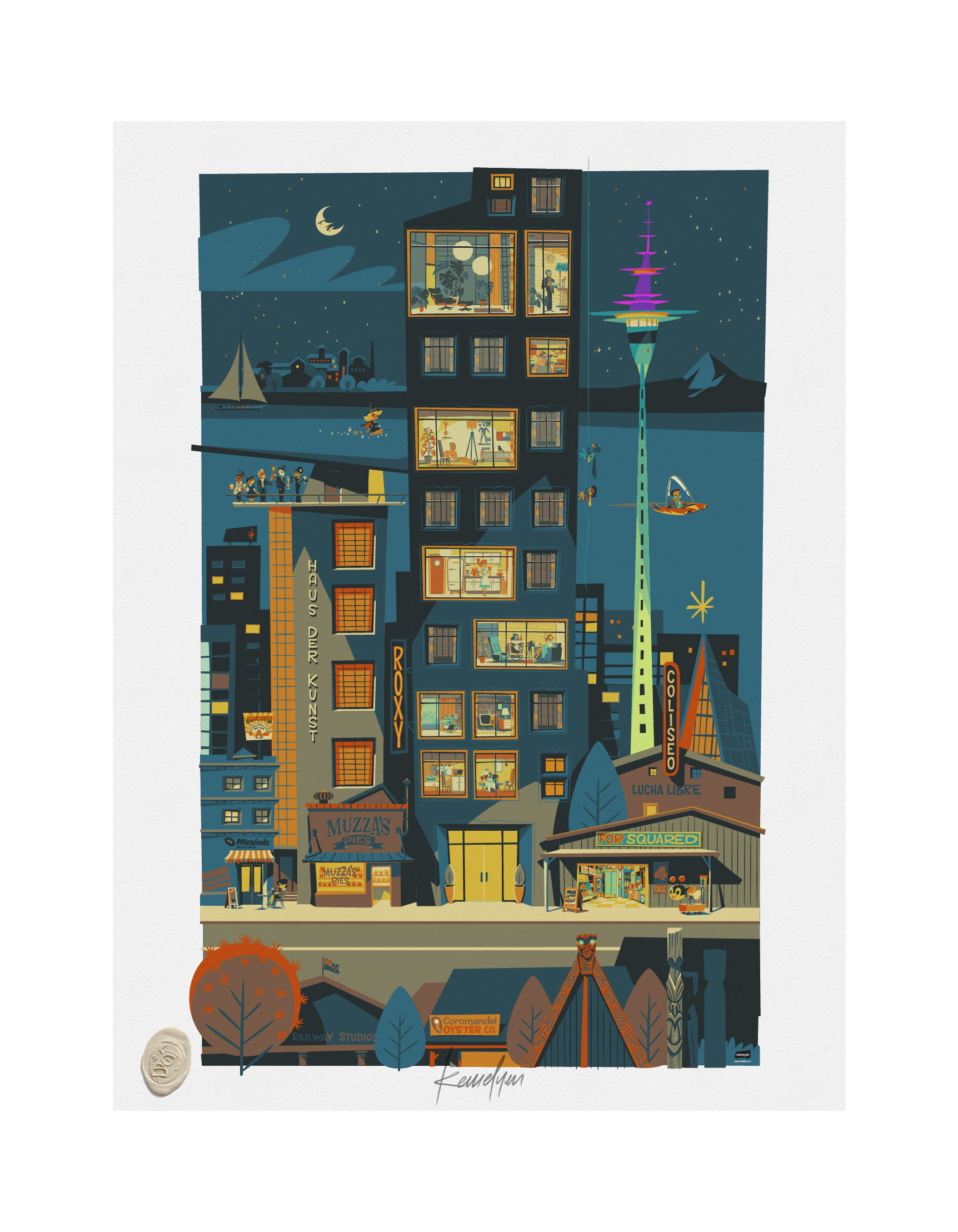 La Ciudad Moderna Night time