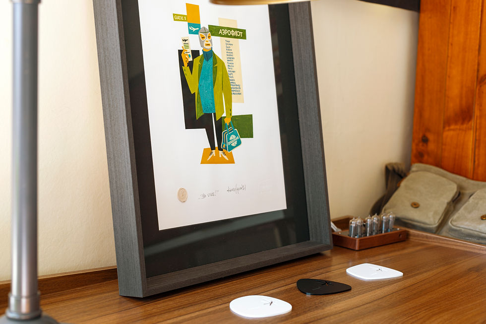 Thumbnail: Santo meets Aeroflot_Original Acrylic_Framed_detail-2