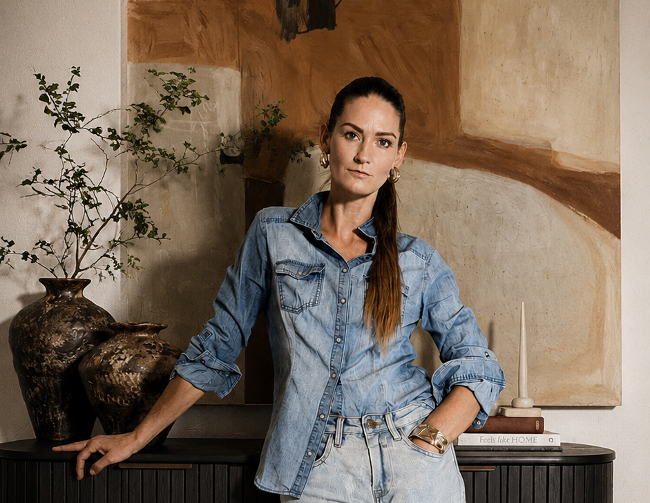 Interior Designerin Davina von Koenig in ihrem selbst geplanten Holzhaus am Naturschutzgebiet