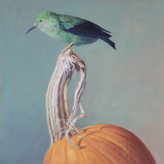Fine Art, Vanitas,Artists of Instagram, Fine Art, museums, Soma gallery, Vanitas.jpg, oil on Panel, Birds, Pumpkins, Orange