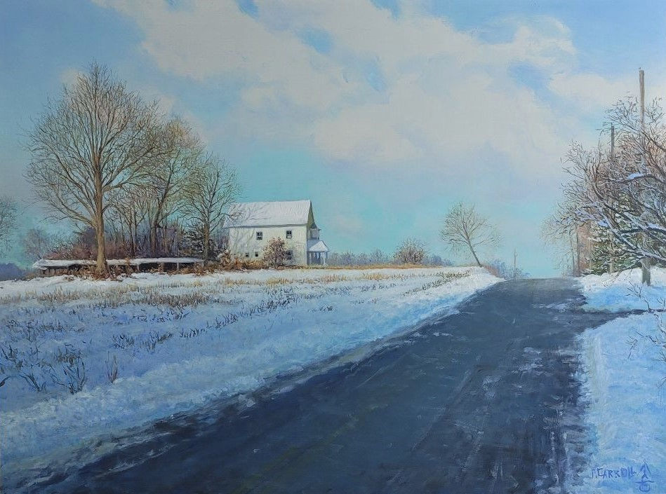 Snow , Country Roads, Winter, Fine Art, Oil painting