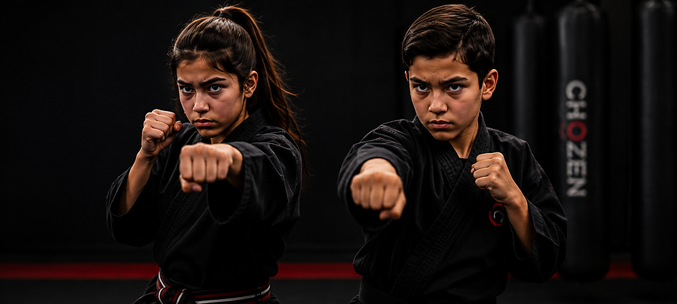Martial arts students training at Chozen Martial Arts Academy in Rancho Cucamonga.