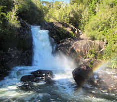 This waterfall in on a trail fallowing the river Chaica in Lenca sector in National Parc Alerce Andino. At few kms of Austral Patagonian Highway, in the route of parks of Patagonia you can also reach Quetrus lagoon, Triangular lagoon and observe the native rain forest of southern Chile.