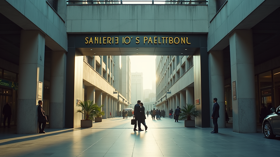 Eye-level view of the entrance of the Junta Comercial do Estado do Rio de Janeiro