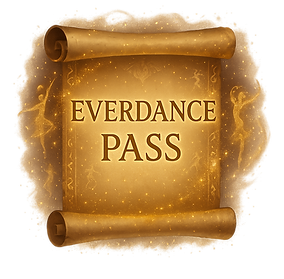 Everdance Pass Scroll with Gold Dancers and Glitter