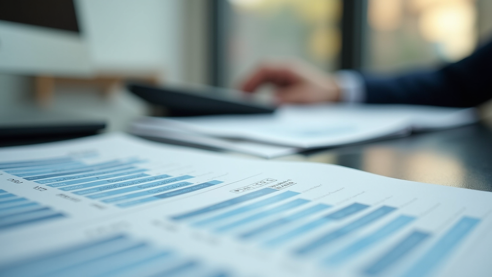 Close-up view of financial documents and calculator on a desk