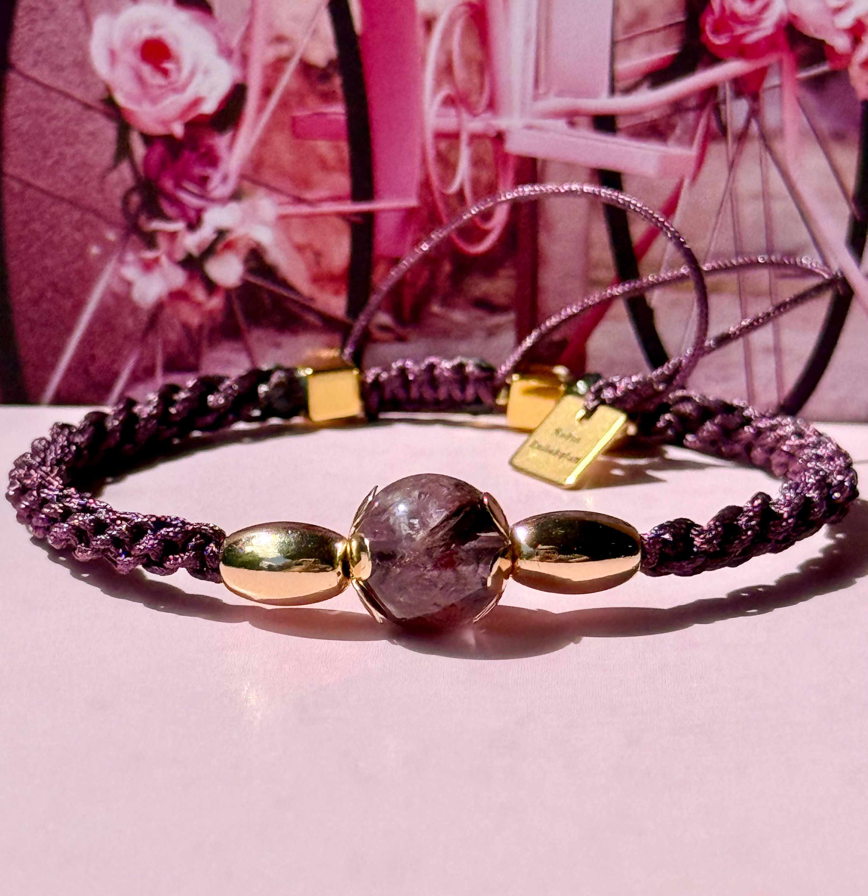 Bracelet quartz fantôme violet 
