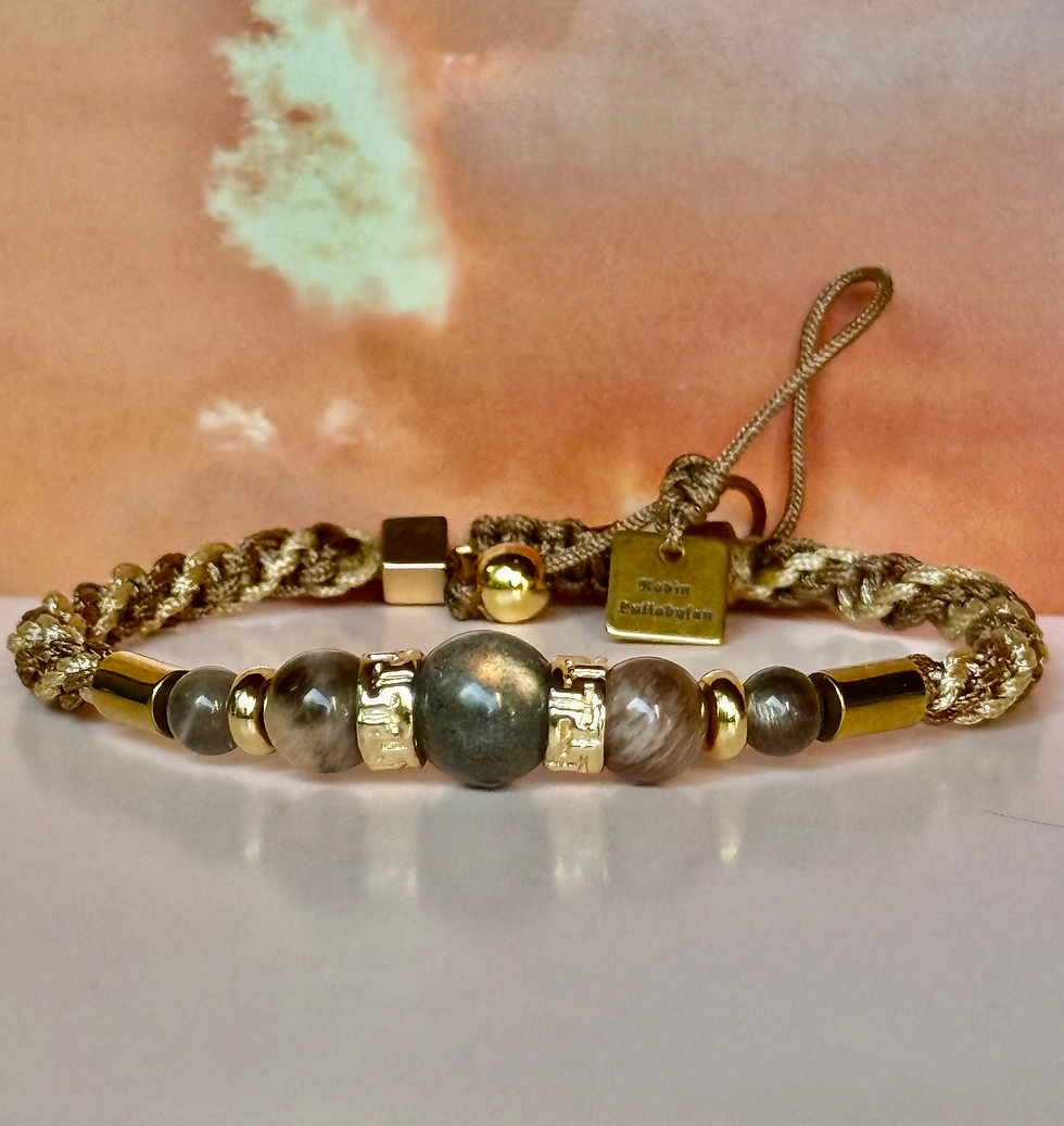 Bracelet pierre de lune noire/ labradorite