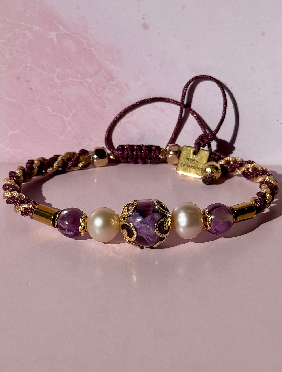 Lepidolite (mica) et perle d’eau